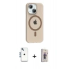 MARSİLYAN™- iPhone 14 Kılıf Pusula Form Özel Seri - Siyah Bilvis 3D Cam Ekran Koruyucu + Shine Kamera Lens - MI