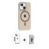 MARSİLYAN™- iPhone 14 Kılıf Pusula Form Özel Seri - Siyah Bilvis 3D Cam Ekran Koruyucu + Shine Kamera Lens - YL