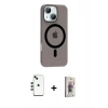 MARSİLYAN™- iPhone 14 Kılıf Pusula Form Özel Seri - Siyah Bilvis 3D Cam Ekran Koruyucu + Shine Kamera Lens - YL