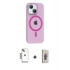 MARSİLYAN™- iPhone 14 Kılıf Pusula Form Özel Seri - Siyah Bilvis 3D Cam Ekran Koruyucu + Shine Kamera Lens - YL