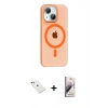 MARSİLYAN™- iPhone 14 Kılıf Pusula Form Özel Seri - Siyah Bilvis 3D Mat Cam Ekran Koruyucu + Diamond Kamera Lens - YL