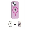 MARSİLYAN™- iPhone 14 Kılıf Pusula Form Özel Seri - Siyah Bilvis 3D Mat Cam Ekran Koruyucu + Gold Shine Kamera Lens