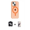 MARSİLYAN™- iPhone 14 Kılıf Pusula Form Özel Seri - Siyah Bilvis 3D Mat Cam Ekran Koruyucu + PVD Metal Kamera Lens - GS