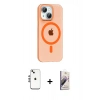 MARSİLYAN™- iPhone 14 Kılıf Pusula Form Özel Seri - Siyah Bilvis 3D Mat Cam Ekran Koruyucu + Shine Kamera Lens - GS