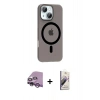MARSİLYAN™- iPhone 14 Kılıf Pusula Form Özel Seri - Siyah Bilvis 3D Mat Cam Ekran Koruyucu + Raze Metal Kamera Lens - MR