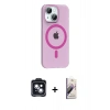 MARSİLYAN™- iPhone 14 Kılıf Pusula Form Özel Seri - Siyah Bilvis 3D Mat Cam Ekran Koruyucu + PVD Metal Kamera Lens - SH
