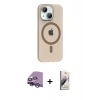 MARSİLYAN™- iPhone 14 Kılıf Pusula Form Özel Seri - Siyah Bilvis 3D Mat Cam Ekran Koruyucu + Raze Metal Kamera Lens - GS