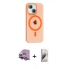 MARSİLYAN™- iPhone 14 Kılıf Pusula Form Özel Seri - Siyah Bilvis 3D Mat Cam Ekran Koruyucu + Raze Metal Kamera Lens - MR