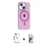 MARSİLYAN™- iPhone 14 Kılıf Pusula Form Özel Seri - Siyah Bilvis 3D Mat Cam Ekran Koruyucu + Shine Kamera Lens - GI