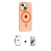 MARSİLYAN™- iPhone 14 Kılıf Pusula Form Özel Seri - Siyah Bilvis 3D Mat Cam Ekran Koruyucu + Shine Kamera Lens - MI