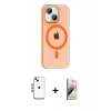 MARSİLYAN™- iPhone 14 Kılıf Pusula Form Özel Seri - Siyah Bilvis 3D Mat Cam Ekran Koruyucu + Shine Kamera Lens - GI