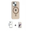 MARSİLYAN™- iPhone 14 Kılıf Pusula Form Özel Seri - Siyah Bilvis 3D Mat Cam Ekran Koruyucu + Shine Kamera Lens - MI