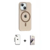 MARSİLYAN™- iPhone 14 Kılıf Pusula Form Özel Seri - Siyah Bilvis 3D Mat Cam Ekran Koruyucu + Shine Kamera Lens - GI