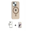 MARSİLYAN™- iPhone 14 Kılıf Pusula Form Özel Seri - Siyah Bilvis 3D Mat Cam Ekran Koruyucu + Shine Kamera Lens - SH