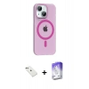 MARSİLYAN™- iPhone 14 Kılıf Pusula Form Özel Seri - Siyah Bilvis 5in1 3D Magic Cam Ekran Koruyucu + Diamond Kamera Lens - YL