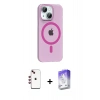 MARSİLYAN™- iPhone 14 Kılıf Pusula Form Özel Seri - Siyah Bilvis 5in1 3D Magic Cam Ekran Koruyucu + Shine Kamera Lens - KI