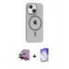 MARSİLYAN™- iPhone 14 Kılıf Pusula Form Özel Seri - Siyah Bilvis 5in1 3D Magic Cam Ekran Koruyucu + Raze Metal Kamera Lens - KI