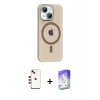 MARSİLYAN™- iPhone 14 Kılıf Pusula Form Özel Seri - Siyah Bilvis 5in1 3D Magic Cam Ekran Koruyucu + Shine Kamera Lens - KI