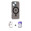MARSİLYAN™- iPhone 14 Kılıf Pusula Form Özel Seri - Siyah Bilvis 5in1 3D Magic Cam Ekran Koruyucu + Shine Kamera Lens - KI