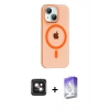 MARSİLYAN™- iPhone 14 Kılıf Pusula Form Özel Seri - Siyah Bilvis 5in1 3D Magic Cam Ekran Koruyucu + PVD Metal Kamera Lens - PE