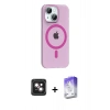 MARSİLYAN™- iPhone 14 Kılıf Pusula Form Özel Seri - Siyah Bilvis 5in1 3D Magic Cam Ekran Koruyucu + PVD Metal Kamera Lens - PE