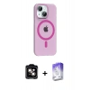 MARSİLYAN™- iPhone 14 Kılıf Pusula Form Özel Seri - Siyah Bilvis 5in1 3D Magic Cam Ekran Koruyucu + PVD Metal Kamera Lens - TU
