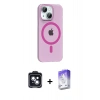 MARSİLYAN™- iPhone 14 Kılıf Pusula Form Özel Seri - Siyah Bilvis 5in1 3D Magic Cam Ekran Koruyucu + PVD Metal Kamera Lens - SH