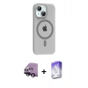 MARSİLYAN™- iPhone 14 Kılıf Pusula Form Özel Seri - Siyah Bilvis 5in1 3D Magic Cam Ekran Koruyucu + Raze Metal Kamera Lens - SH