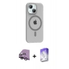 MARSİLYAN™- iPhone 14 Kılıf Pusula Form Özel Seri - Siyah Bilvis 5in1 3D Magic Cam Ekran Koruyucu + Raze Metal Kamera Lens - GS