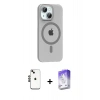 MARSİLYAN™- iPhone 14 Kılıf Pusula Form Özel Seri - Siyah Bilvis 5in1 3D Magic Cam Ekran Koruyucu + Shine Kamera Lens - SH
