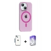MARSİLYAN™- iPhone 14 Kılıf Pusula Form Özel Seri - Siyah Bilvis 5in1 3D Magic Cam Ekran Koruyucu + Shine Kamera Lens - MI