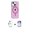 MARSİLYAN™- iPhone 14 Kılıf Pusula Form Özel Seri - Siyah Bilvis 5in1 3D Magic Cam Ekran Koruyucu + Shine Kamera Lens - SH