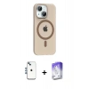 MARSİLYAN™- iPhone 14 Kılıf Pusula Form Özel Seri - Siyah Bilvis 5in1 3D Magic Cam Ekran Koruyucu + Shine Kamera Lens - MI