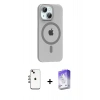 MARSİLYAN™- iPhone 14 Kılıf Pusula Form Özel Seri - Siyah Bilvis 5in1 3D Magic Cam Ekran Koruyucu + Shine Kamera Lens - GI