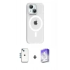 MARSİLYAN™- iPhone 14 Kılıf Pusula Form Özel Seri - Siyah Bilvis 5in1 3D Magic Cam Ekran Koruyucu + Shine Kamera Lens - MI