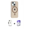 MARSİLYAN™- iPhone 14 Kılıf Pusula Form Özel Seri - Siyah Bilvis 5in1 3D Magic Cam Ekran Koruyucu + Shine Kamera Lens - SH