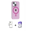 MARSİLYAN™- iPhone 14 Kılıf Pusula Form Özel Seri - Siyah Bilvis 5in1 3D Magic Cam Ekran Koruyucu + Shine Kamera Lens - GI