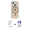 MARSİLYAN™- iPhone 14 Kılıf Pusula Form Özel Seri - Siyah Bilvis 5in1 3D Magic Cam Ekran Koruyucu + Shine Kamera Lens - GI