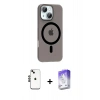 MARSİLYAN™- iPhone 14 Kılıf Pusula Form Özel Seri - Siyah Bilvis 5in1 3D Magic Cam Ekran Koruyucu + Shine Kamera Lens - SH