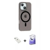 MARSİLYAN™- iPhone 14 Kılıf Pusula Form Özel Seri - Siyah Bilvis 5in1 5D Magic Hayalet Cam Ekran Koruyucu + Yeşil Diamond Kamera Lens