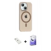 MARSİLYAN™- iPhone 14 Kılıf Pusula Form Özel Seri - Siyah Bilvis 5in1 5D Magic Hayalet Cam Ekran Koruyucu + Yeşil Diamond Kamera Lens
