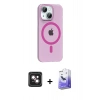 MARSİLYAN™- iPhone 14 Kılıf Pusula Form Özel Seri - Siyah Bilvis 5in1 5D Magic Hayalet Cam Ekran Koruyucu + PVD Metal Kamera Lens - PE