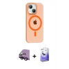 MARSİLYAN™- iPhone 14 Kılıf Pusula Form Özel Seri - Siyah Bilvis 5in1 5D Magic Hayalet Cam Ekran Koruyucu + Raze Metal Kamera Lens - SH