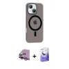 MARSİLYAN™- iPhone 14 Kılıf Pusula Form Özel Seri - Siyah Bilvis 5in1 5D Magic Hayalet Cam Ekran Koruyucu + Raze Metal Kamera Lens - MR