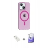 MARSİLYAN™- iPhone 14 Kılıf Pusula Form Özel Seri - Siyah Bilvis 5in1 5D Magic Hayalet Cam Ekran Koruyucu + Yeşil Diamond Kamera Lens