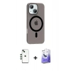 MARSİLYAN™- iPhone 14 Kılıf Pusula Form Özel Seri - Siyah Bilvis 5in1 5D Magic Hayalet Cam Ekran Koruyucu + Yeşil Shine Kamera Lens