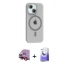MARSİLYAN™- iPhone 14 Kılıf Pusula Form Özel Seri - Siyah Bilvis 5in1 5D Magic Hayalet Cam Ekran Koruyucu + Raze Metal Kamera Lens - KI