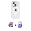 MARSİLYAN™- iPhone 14 Kılıf Pusula Form Özel Seri - Siyah Bilvis 5in1 5D Magic Hayalet Cam Ekran Koruyucu + Raze Metal Kamera Lens - MR