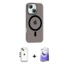 MARSİLYAN™- iPhone 14 Kılıf Pusula Form Özel Seri - Siyah Bilvis 5in1 5D Magic Hayalet Cam Ekran Koruyucu + Shine Kamera Lens - GD