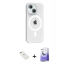 MARSİLYAN™- iPhone 14 Kılıf Pusula Form Özel Seri - Siyah Bilvis 5in1 5D Magic Hayalet Cam Ekran Koruyucu + Yeşil Diamond Kamera Lens